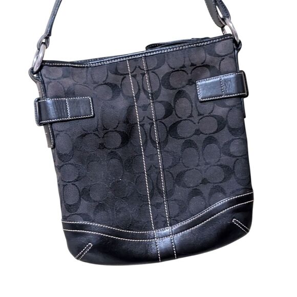 Coach signature classic canvas leather shoulder bag F05M-3577 Authentic Y2K Soho - Picture 2 of 11